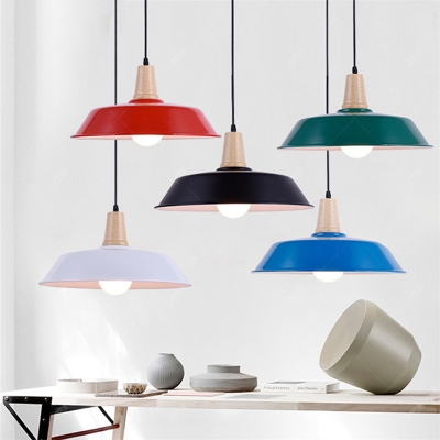 

Industrial Ceiling Pendant Light with 14.17''W Warehouse Shade, HL453145, Black;blue;green;red;white