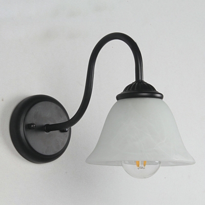 Industrial Wall Sconce with 6''W Bell Shape Glass Shade