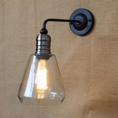 Industrial Wall Sconce with 6.1''W Cone Glass Shade