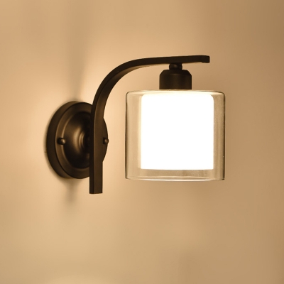 Industrial Wall Sconce with Cylinder Glass Shade in Modern Style