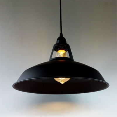 Industrial 15.35''W Barn Pendant Light in Retro Style in Black