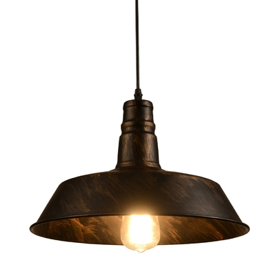 Industrial Barn Pendant Light with 14.17''W Metal Shade, Rust