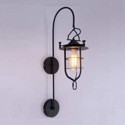 Nautical Wall Light With Metal Cage And Glass Shade Black Beautifulhalo Com - Nautical Indoor Wall Lights Uk