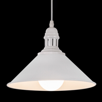 Industrial Pendant Light with 10''W Cone Shade, Black/White