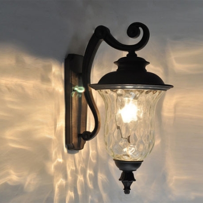 Industrial Vintage Wall Sconce with Clear Glass Shade, Black