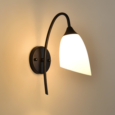 Industrial Wall Light with 3.93''W White Glass Shade