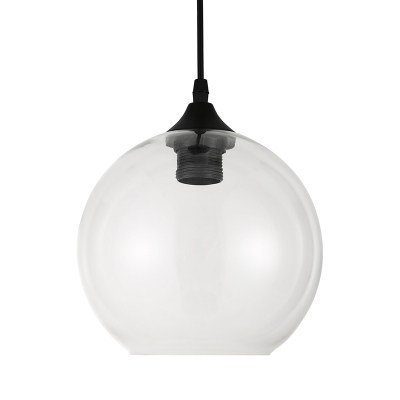 Black Finish Orb Pendant Light Concise Simple Glass Shade 1 Light Hanging Ceiling Lamp for Hallway