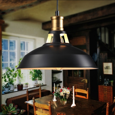 Industrial Barn Pendant Light in Retro Style 1 Light in Black