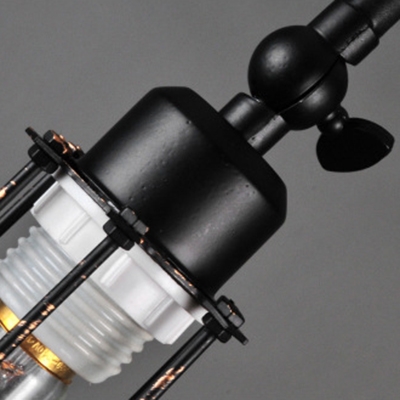 Industrial Mini Pendant Light with 2.95''W Metal Cage, Black