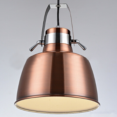 Industrial Pendant Light with 9.06''W Metal Shade in Copper Finish