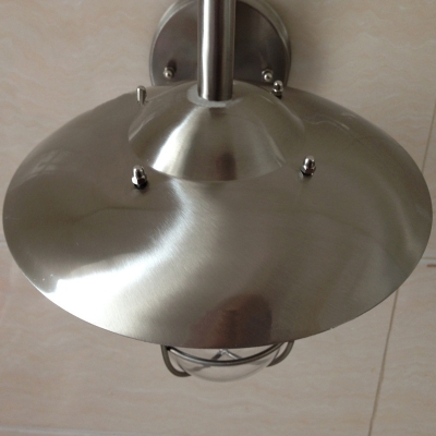 Industrial Wall Light with Glass Shade in Chrome Finish