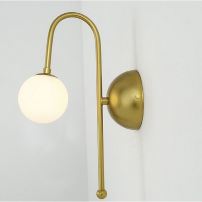 Industrial Wall Light with Globe Glass Shade in Gold Finish