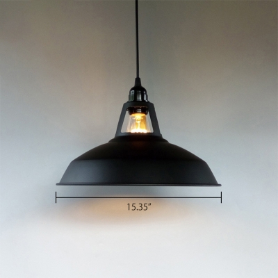 Industrial 15.35''W Barn Pendant Light in Retro Style in Black