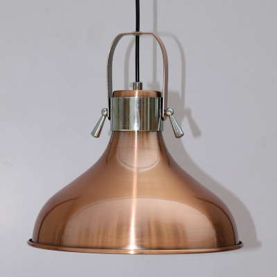 Industrial Pendant Light with 11.42''W Metal Shade in Copper Finish