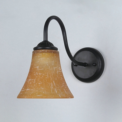 Industrial Wall Sconce with Gooseneck Fixture Arm in Amber Finish