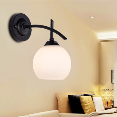 Industrial Wall Sconce with Globe Glass Shade in White Finish