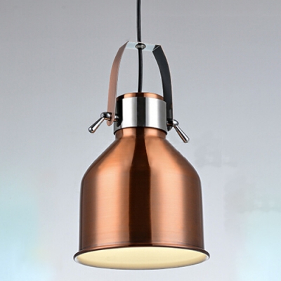 Industrial Pendant Light with 7.09''W Metal Shade in Copper Finish