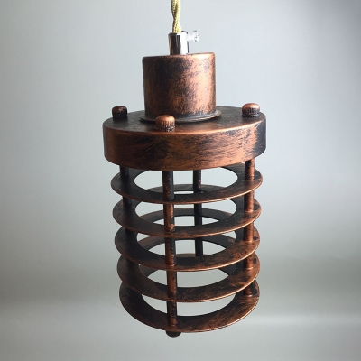 Industrial Mini Pendant Light with 3.94''W Metal Cage, Copper