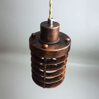 Industrial Mini Pendant Light with 3.94''W Metal Cage, Copper