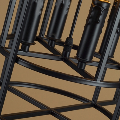 Industrial 4 Light Chandelier with 15''W Metal Frame in Black