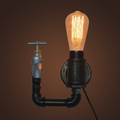 Industrial Wall Sconce with Valve in Bare Bulb Style