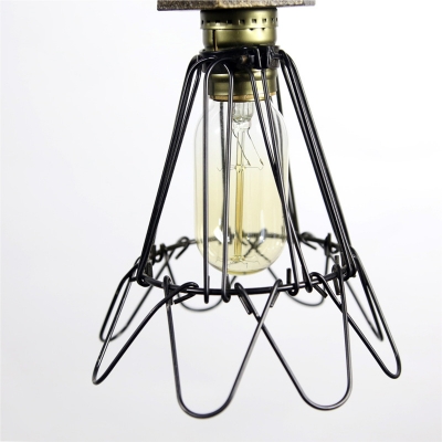 Industrial Pendant Light with Valve Decoration and Metal Cage, Bronze