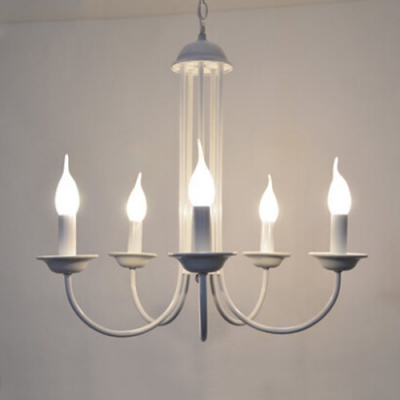 Industrial Vintage 5 Light Chandelier 18''W in Palace Style, White