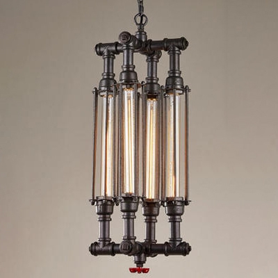 

Industrial 11''W Chandelier with Metal Cage in Vintage Style, Black