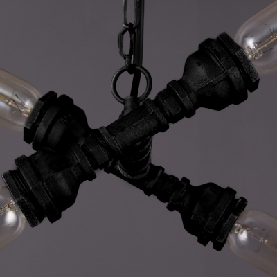Industrial LOFT Chandelier in Open Bulb Style Creative Pipe Fixture Arm for Bar/Diner