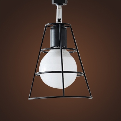 Industrial Mini Wall Sconce with Metal Cage, Black/White