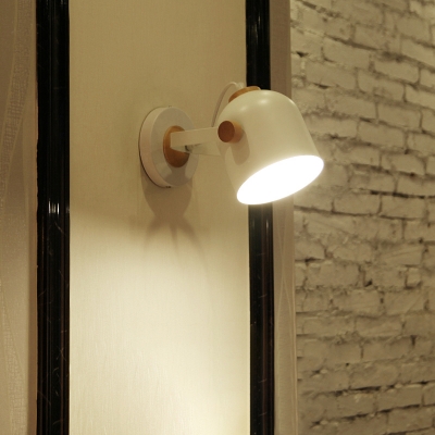 Industrial Wall Sconce with Cylinder Metal Shade in White