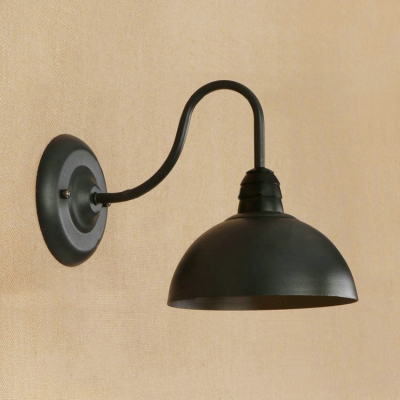 Industrial Wall Lamp with 7.87''W Dome Metal Shade and Gooseneck Fixture Arm