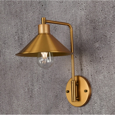 Industrial Wall Sconce with 8.5''W Cone Metal Shade, Gold