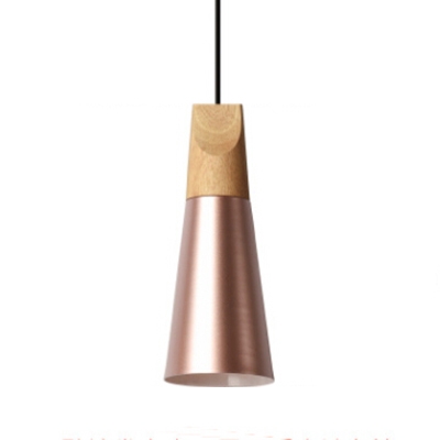 

Industrial Hanging Pendant Light in Designer Style with 4.33"W Wooden Cylinder Shade, Gold/Grey, HL454302