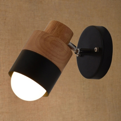 Industrial Mini Wall Sconce with Cylinder Shade in Black/White