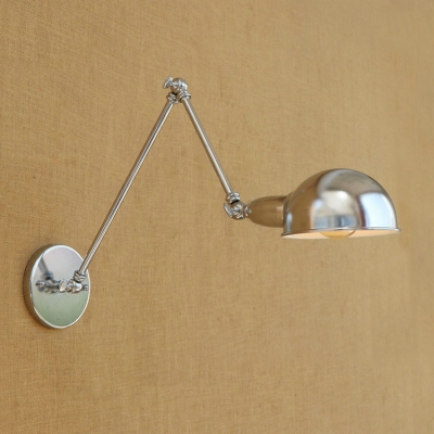 Industrial Wall Lamp with Adjustable Fixture Arm in Nordical Style, Chrome