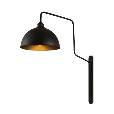 Industrial Wall Sconce with 11.81''W Bowl Metal Shade in Black