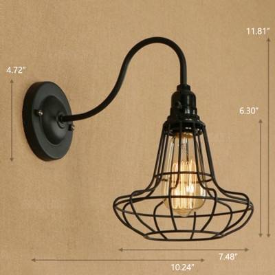 Industrial 7.48''W Wall Sconce with Gooseneck Fixture Arm in Barn Style