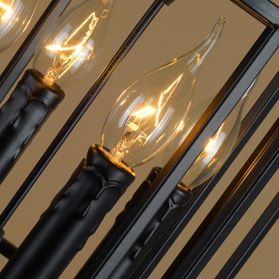Industrial 4 Light Chandelier with 15''W Metal Frame in Black