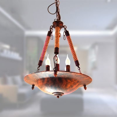 

Industrial Vintage 5 Light Chandelier with Rope in Rust Finish, HL458669