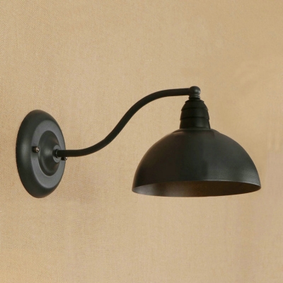 Industrial Wall Sconce with 7.87''W Dome Shade in Black
