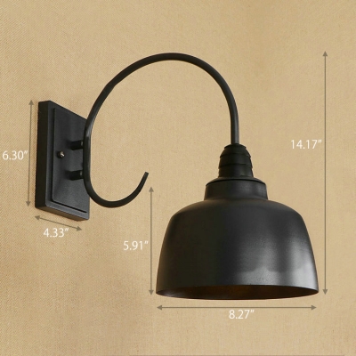 Industrial Wall Sconce with 8.27''W Metal Shade in Barn Style