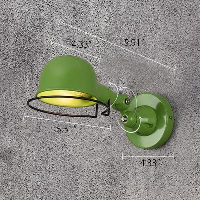 Industrial Wall Lamp with Bowl Shade in Red/Green/Chrome Finish
