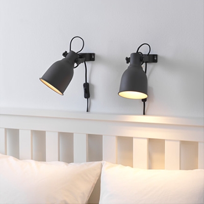 Industrial Wall Light with Dome Metal Shade, Black/White