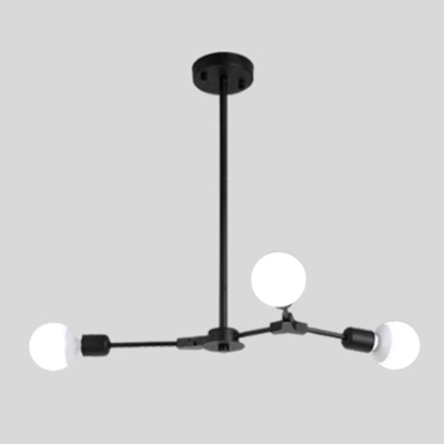 Industrial 3-Light Chandelier in Open Bulb Style, Black
