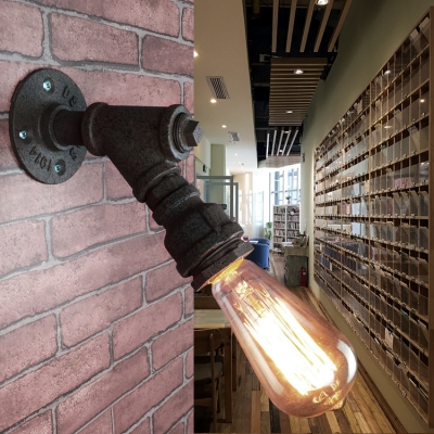 Industrial Simple Wall Sconce in Bare Bulb Style, Black