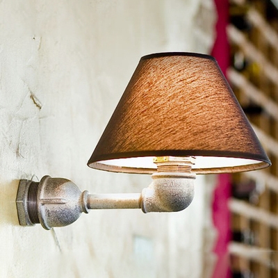 Industrial Wall Sconce in Pipe Style with 7.87''W Fabric Shade