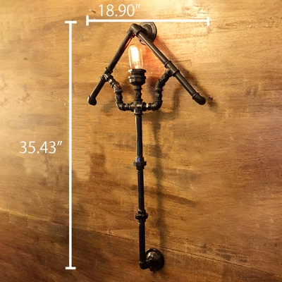 Industrial Vintage 18.9''W Wall Sconce in Pipe Style