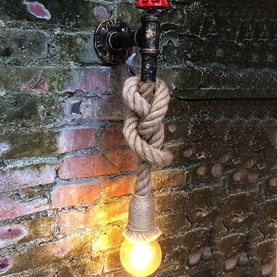Industrial Wall Sconce with Rope Fixture Arm in Pipe Style