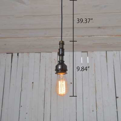 Industrial Ceiling Pendant Light Retro Vintage in Open Bulb Style, Black